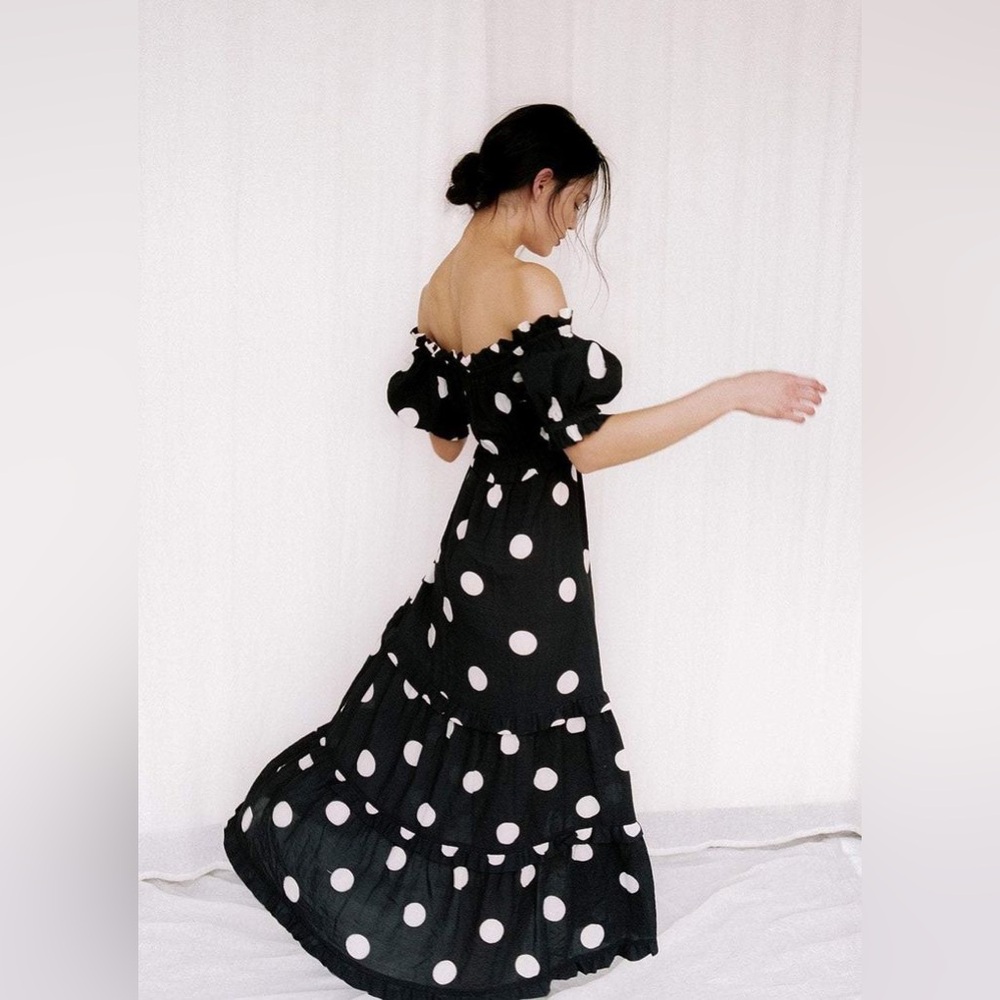 Peony polka dot maxi dress